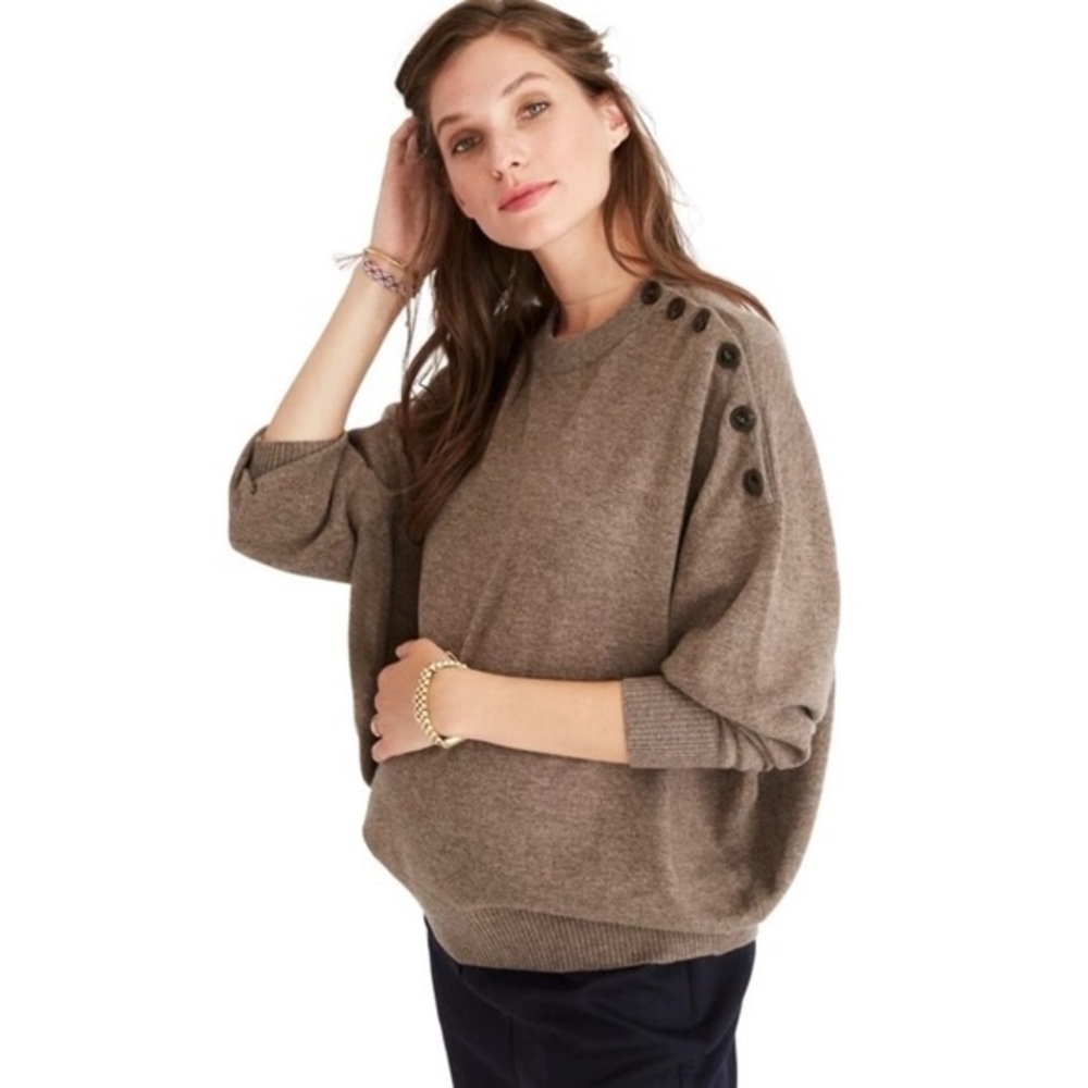 Hatch Mina Wool Cashmere Button Detail Sweater